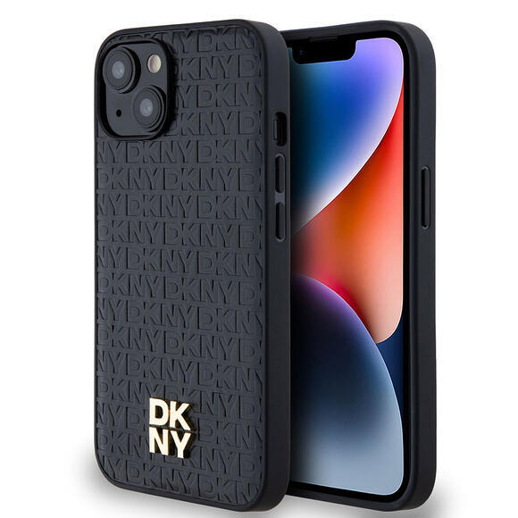 DKNY Repeat Pattern Stack Logo iPhone 15, Black2