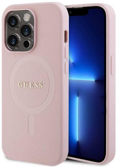 Guess Saffiano MagSafe kryt iPhone 15 Pro, Pink2