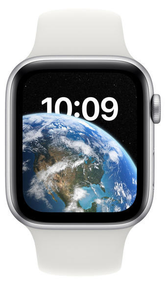 Apple Watch SE 44mm Silver, White Sport - iSPACE.cz